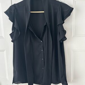 Zara Black Ruffle Sleeve Blouse